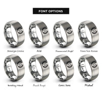 font options for inside engraving on grey laurel wreath gear rings