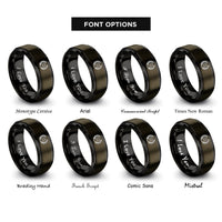 font options for inside engraving on gunmetal & black laurel wreath gear rings