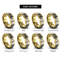 font options for inside engraving on gold & grey laurel wreath rings