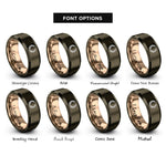 font options for inside engraving on gunmetal & rose gold laurel wreath rings