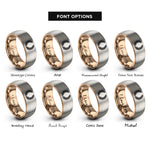 font options for inside engraving on rose gold & silver laurel wreath rings