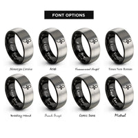 font options for inside engraving on black & grey lavalier microphone rings