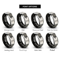 font options for inside engraving on black & gray lavalier microphone rings