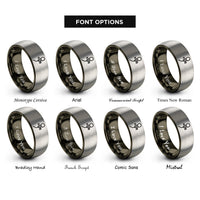 font options for inside engraving on gunmetal & silver lavalier microphone rings