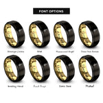 font options for inside engraving on black & gold lavender sprig rings