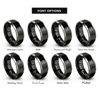 font options for inside engraving on black & silver law book rings