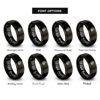 font options for inside engraving on black law books stack rings