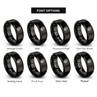 font options for inside engraving on black law books stack rings