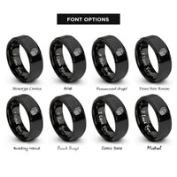 font options for inside engraving on black law books stack rings