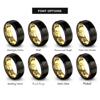 font options for inside engraving on black & gold law crowned rings