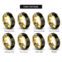 font options for inside engraving on black & gold law crowned rings
