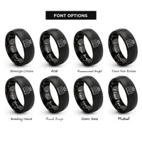 font options for inside engraving on black law crowned rings