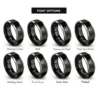 font options for inside engraving on black & gray lax rings