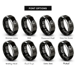 font options for inside engraving on black & silver layers icon rings