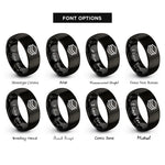 font options for inside engraving on black layers icon rings