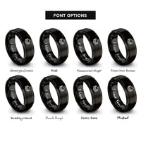 font options for inside engraving on black layers icon rings