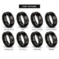 font options for inside engraving on black layers icon rings