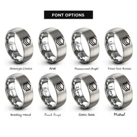font options for inside engraving on gray layers icon rings