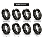 font options for inside engraving on black & grey lead rings