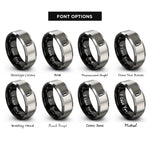 font options for inside engraving on black & silver lead rings
