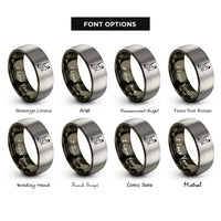 font options for inside engraving on gunmetal & gray lead climber rings