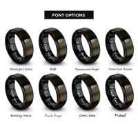 font options for inside engraving on gunmetal & black lead rings