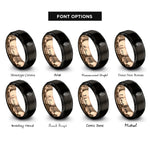 font options for inside engraving on black & rose gold leaf rings