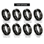 font options for inside engraving on black & silver leaf vein rings