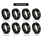 font options for inside engraving on black leaf vein rings