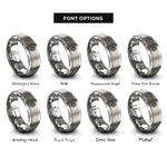 font options for inside engraving on silver leaf vein rings