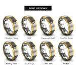 font options for inside engraving on gold & gray leafy border rings