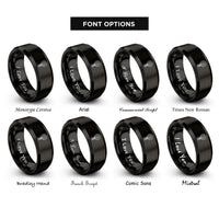 font options for inside engraving on black leafy greens bunch rings