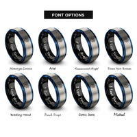 font options for inside engraving on black & blue & gray leafy sea dragon rings