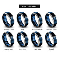 font options for inside engraving on blue & gray learning stack rings