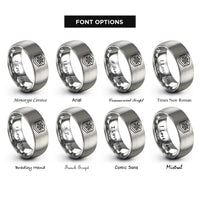 font options for inside engraving on silver learning stack rings