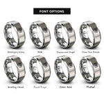 font options for inside engraving on grey learning stack rings