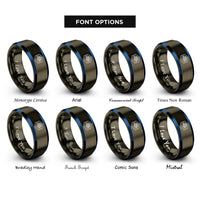 font options for inside engraving on gunmetal & blue learning stack rings