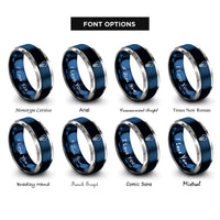 font options for inside engraving on blue & grey led bulb rings