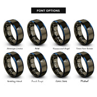 font options for inside engraving on gunmetal & blue led bulb rings