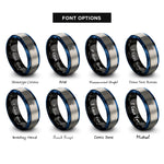 font options for inside engraving on black & blue & silver led dot rings