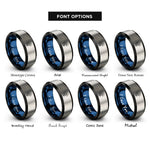 font options for inside engraving on black & blue & silver led dot rings