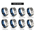 font options for inside engraving on blue & silver led dot rings