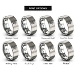 font options for inside engraving on silver led dot rings