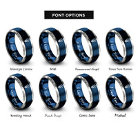 font options for inside engraving on blue & silver led symbol rings