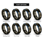 font options for inside engraving on gunmetal & blue led symbol rings