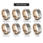 font options for inside engraving on rose gold & grey lederhosen icon rings