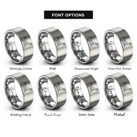 font options for inside engraving on gray leg pull front rings
