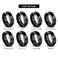 font options for inside engraving on black & gray legal pad pen rings
