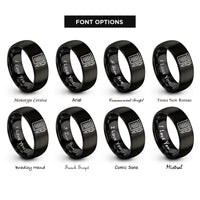 font options for inside engraving on black legal pad pen rings