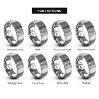 font options for inside engraving on gray legal pad pen rings